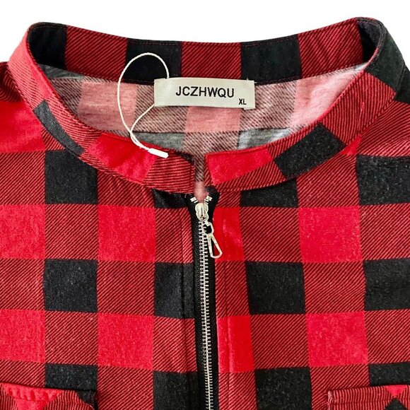 JCZHWQU Women's Red Black Plaid Flannel Top With Zipper Closure XL - Picture 5 of 8